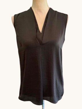 CAbi Gun Metal Iron Gray V Neck Sleeveless Flowy Top Blouse